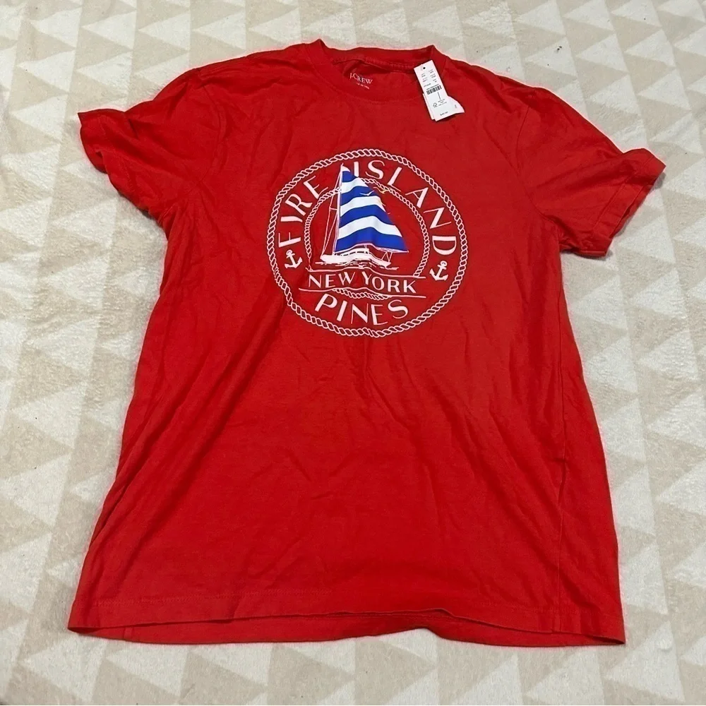 J crew made in the USA fire island pines graphic tee shirt red